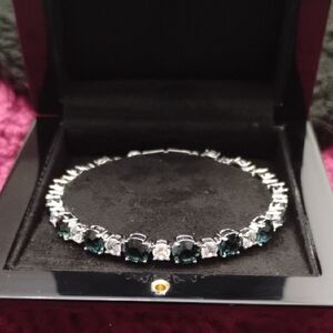 Givenchy Blue & White Topaz Crystals Flex Tennis Bracelet NWT